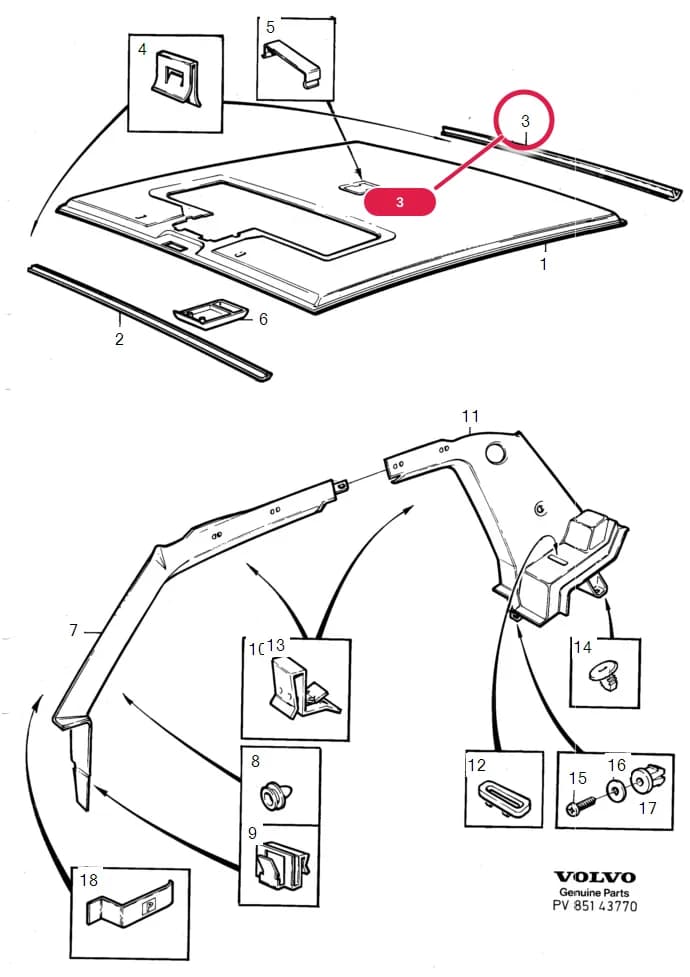 85 Interior — Subgroups of category: "Interior" › interior parts, roof section 1990-