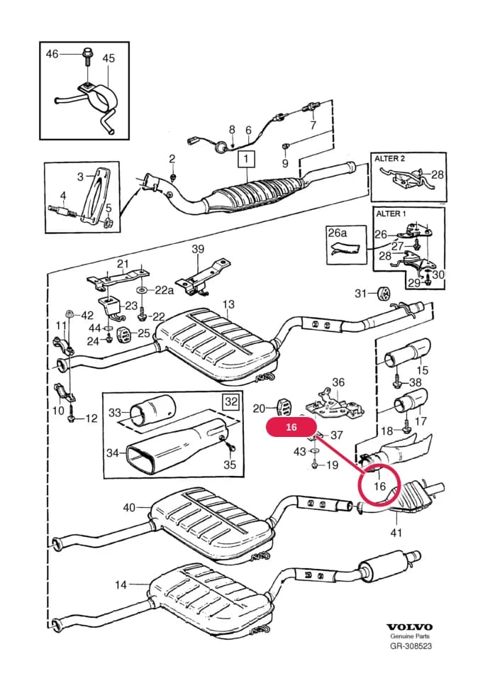 25 Intake and exhaust system — Subgroups of category: "Intake and exhaust system" › exhaust system S70 C70 EXC (JP), (AU) 4VALVE W/O TURBO , B5244S