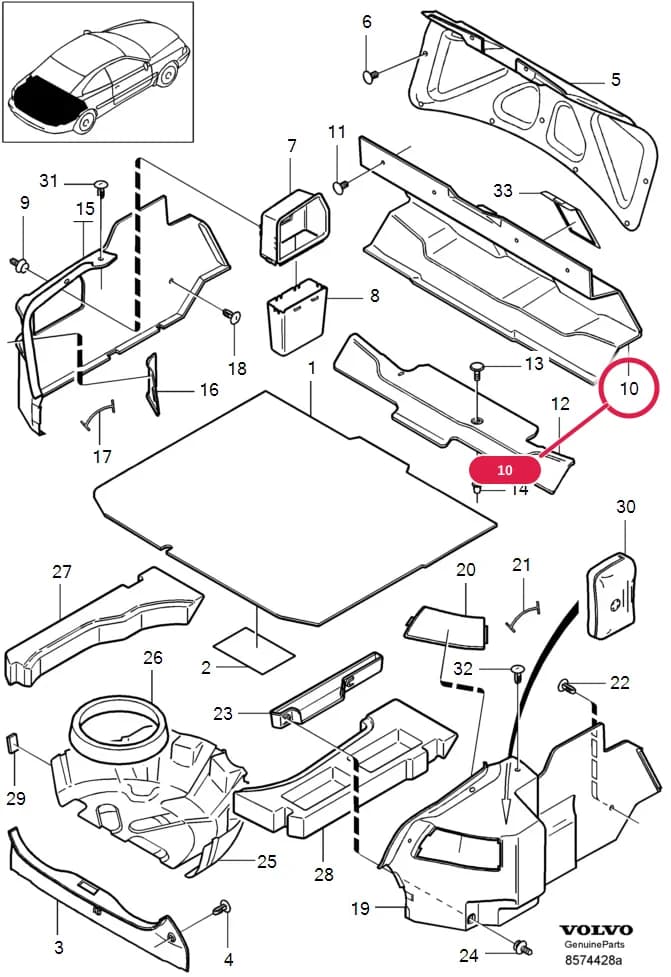 85 Interior — Subgroups of category: "Interior" › interior trim luggage compartment  C70 COUPE