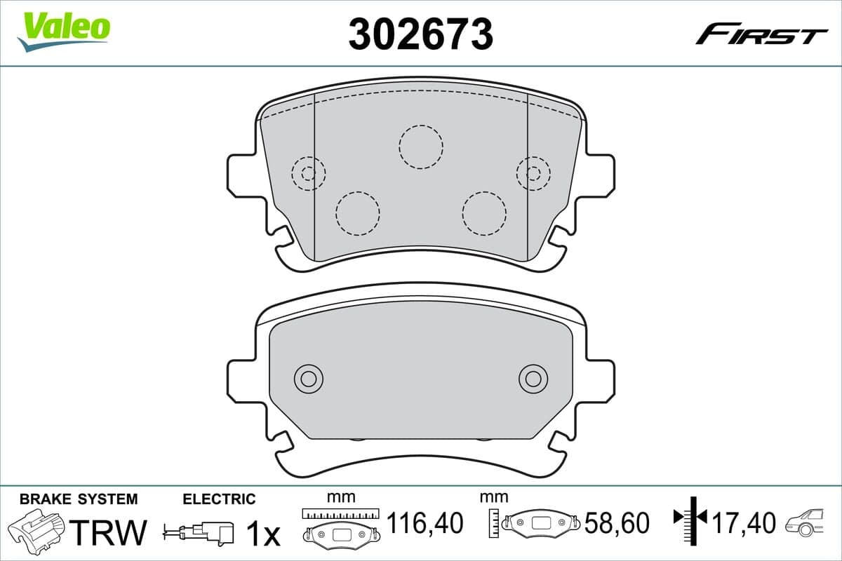 Brake pad set — VALEO 302673