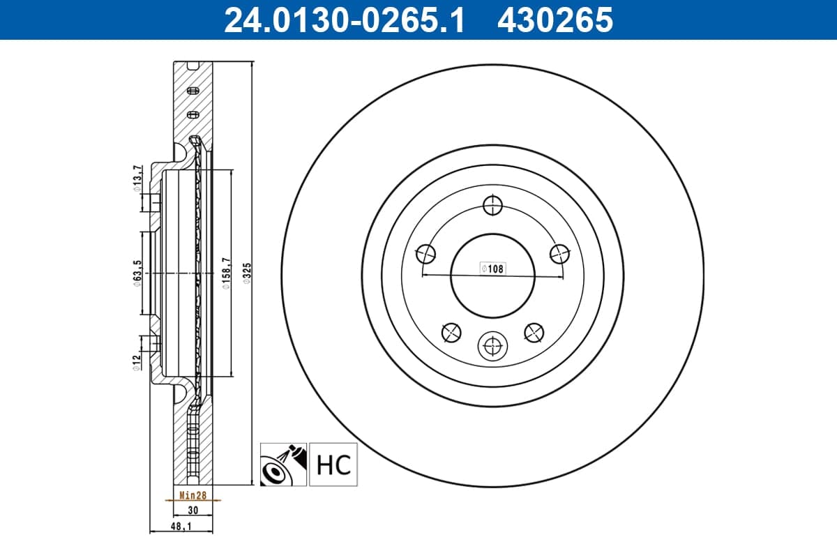 Brake Disc — ATE 24.0130-0265.1