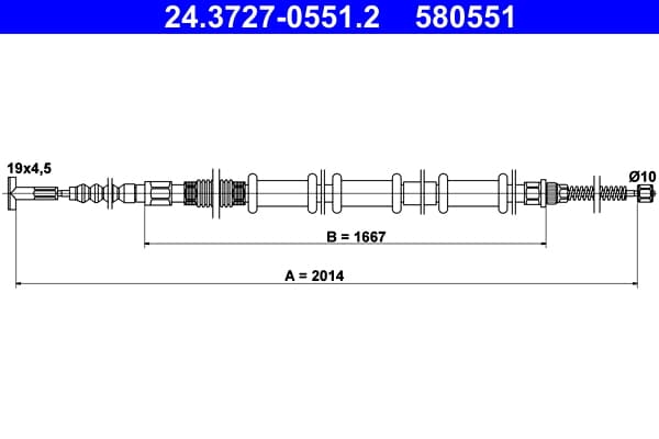 Cable Pull, parking brake — ATE 24.3727-0551.2