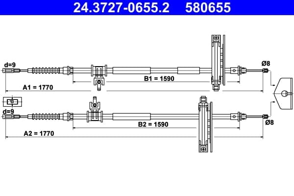 Cable Pull, parking brake — ATE 24.3727-0655.2