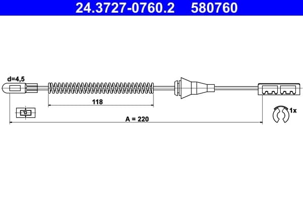 Cable Pull, parking brake — ATE 24.3727-0760.2
