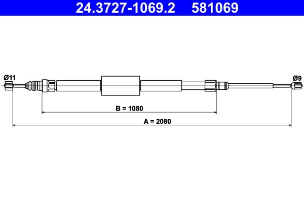 Cable Pull, parking brake — ATE 24.3727-1069.2