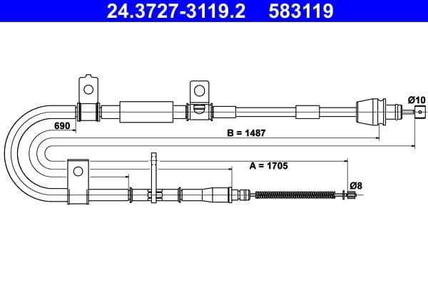 Cable Pull, parking brake — ATE 24.3727-3119.2
