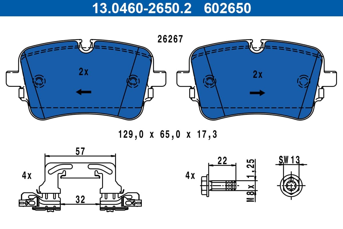 Brake pad set — ATE 13.0460-2650.2