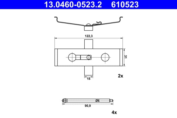 Accessory Kit, disc brake pad — ATE 13.0460-0523.2