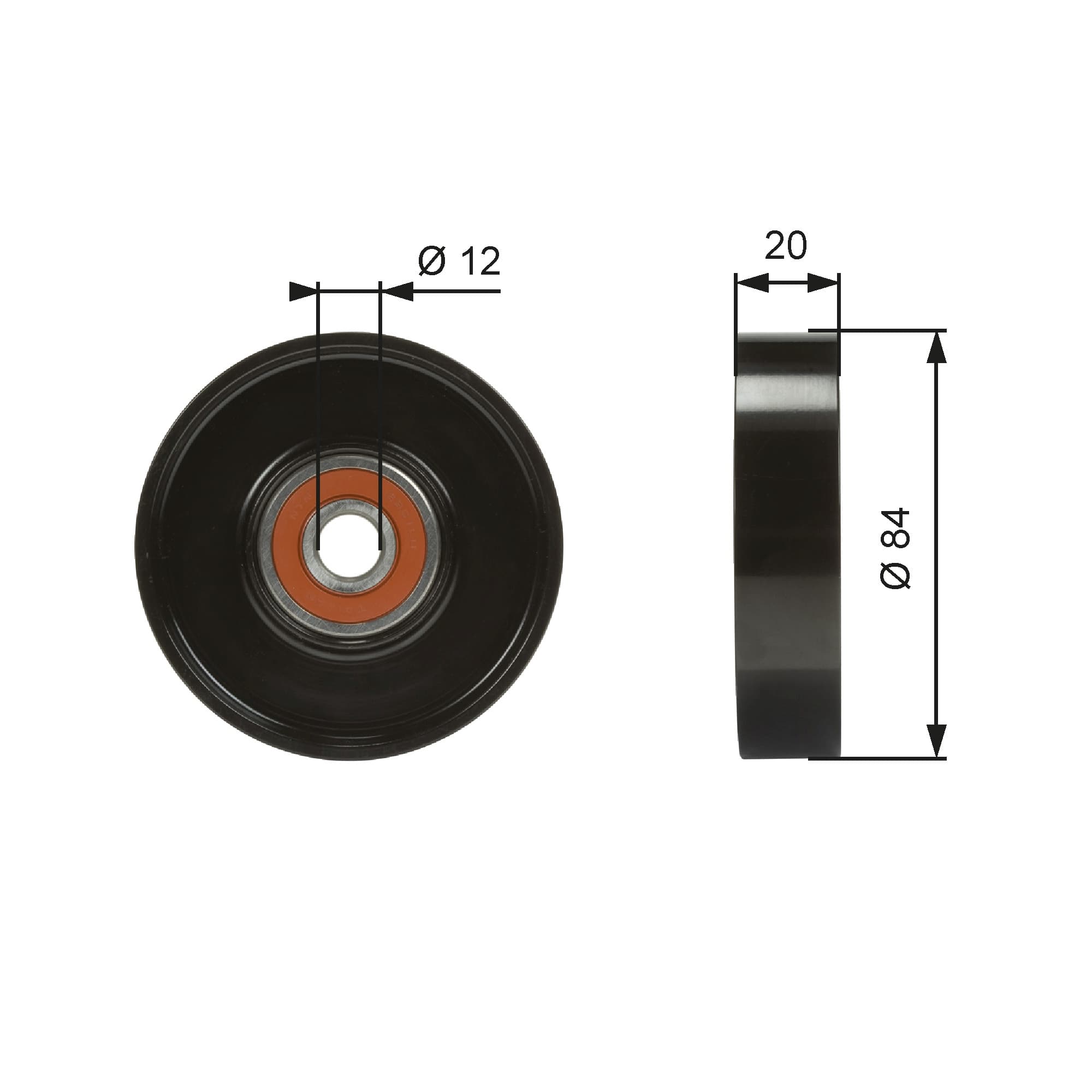 Tensioner Pulley, V-ribbed belt — GATES T36321