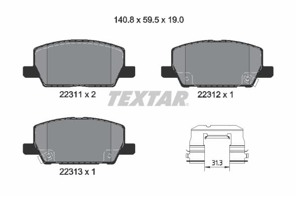 Brake pad set — TEXTAR 2231102