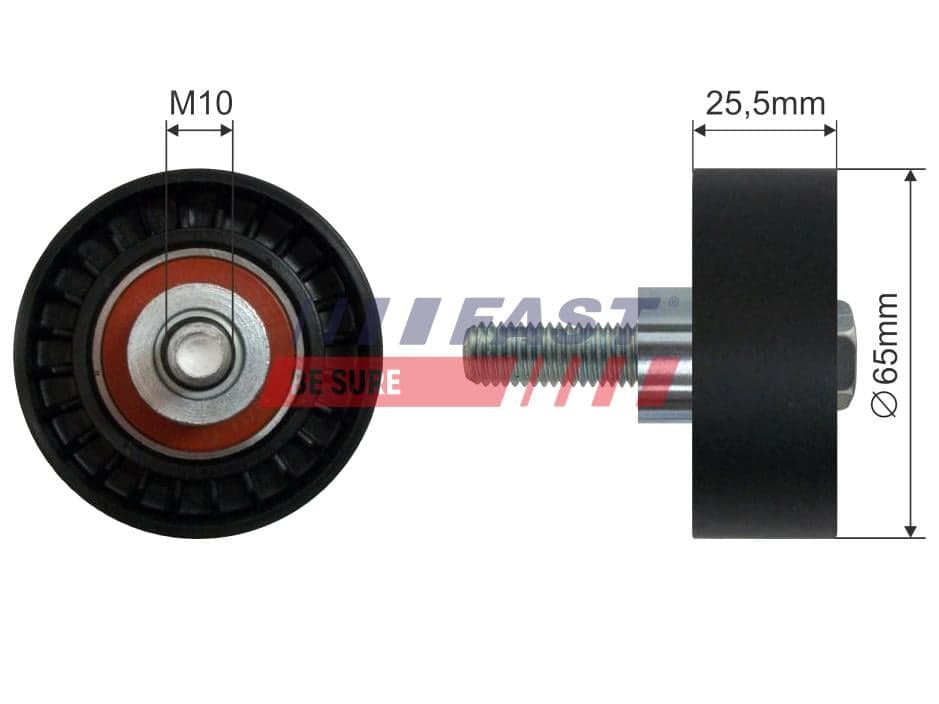 Deflection/Guide Pulley, V-ribbed belt — FAST FT44538