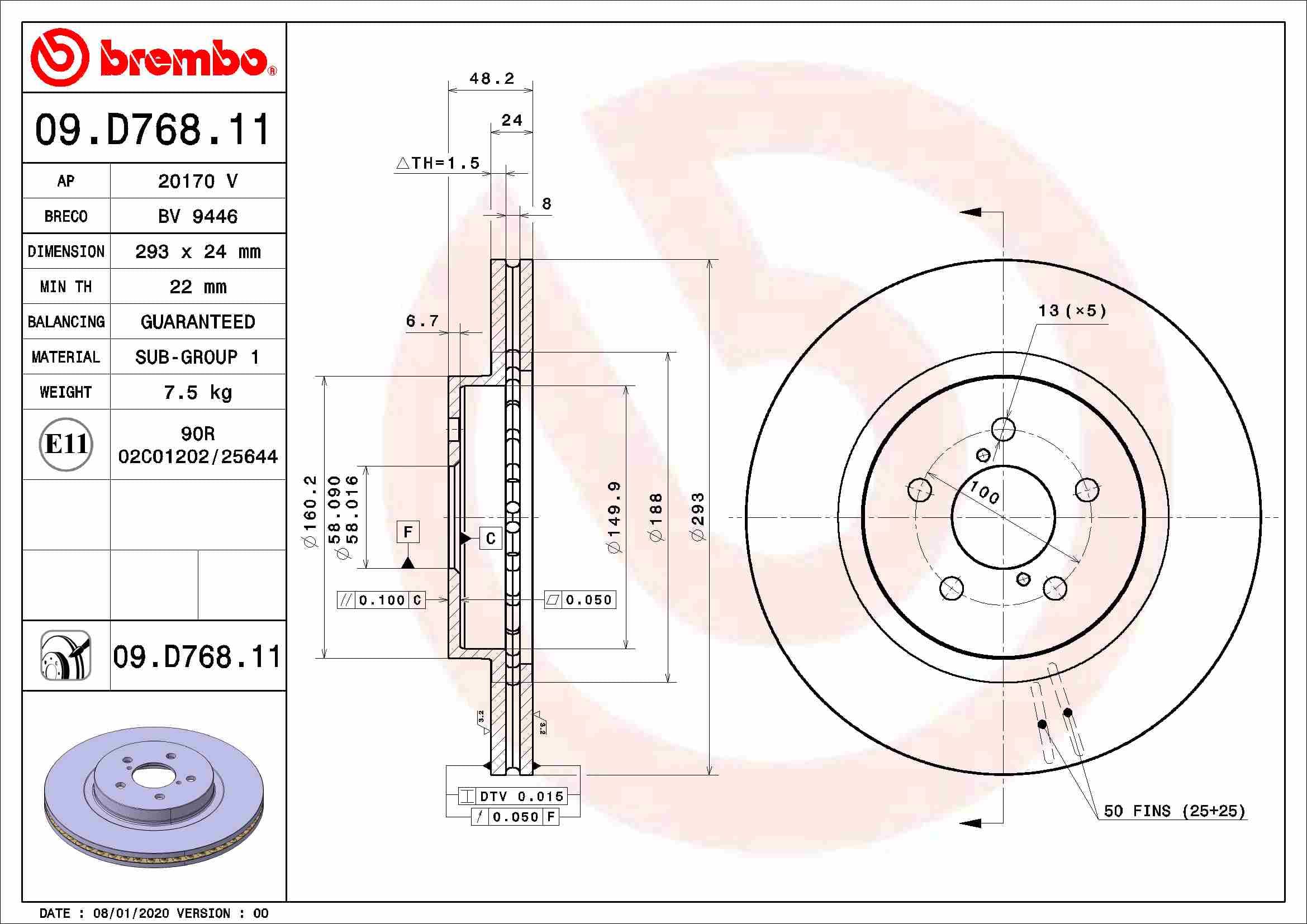 Brake Disc — BREMBO 09.D768.11