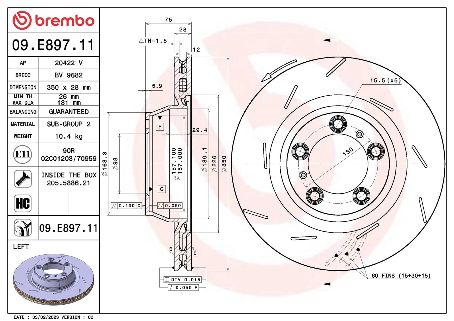 Brake Disc — BREMBO 09.E897.11