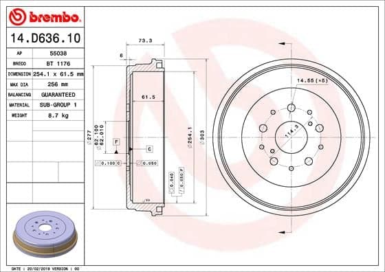Brake Drum — BREMBO 14.D636.10