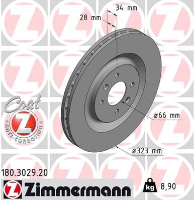 Brake Disc — ZIMMERMANN 180.3029.20
