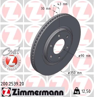 Brake Disc — ZIMMERMANN 200.2539.20
