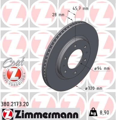 Brake Disc — ZIMMERMANN 380.2173.20