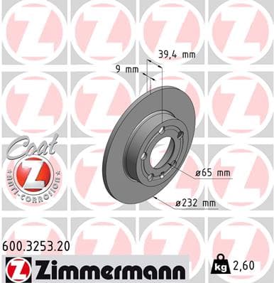 Brake Disc — ZIMMERMANN 600.3253.20