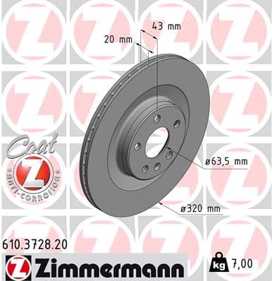 Brake Disc — ZIMMERMANN 610.3728.20