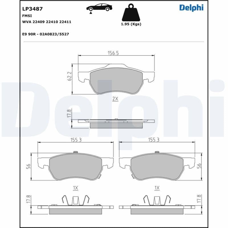 Brake pad set — DELPHI LP3487
