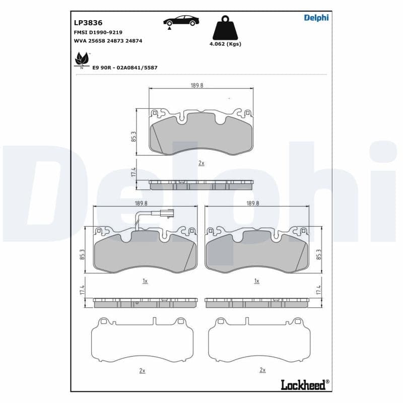 Brake pad set — DELPHI LP3836