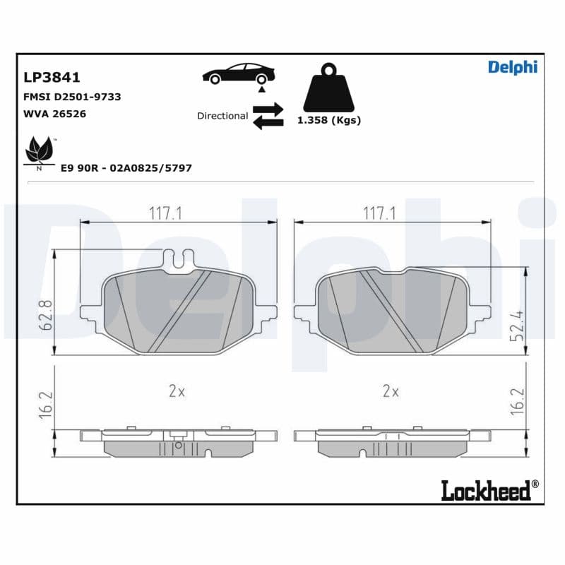 Brake pad set — DELPHI LP3841