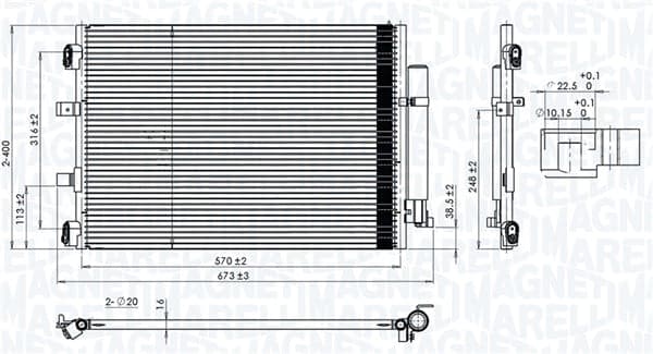 Condenser, air conditioning — MAGNETI MARELLI 350203106500