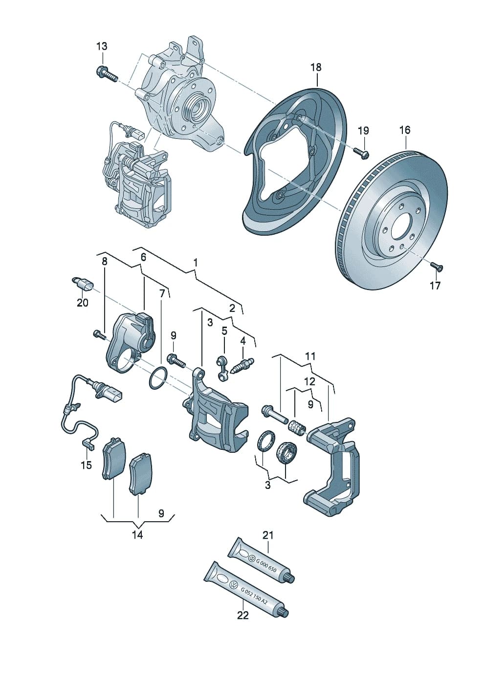 1 set of brake pads for disk brake also use: — Q8 Q8 e-tron/Sportback (2019–2025) — Fixed-calliper brake Brake disc (vented) D >> - 09.09.2019