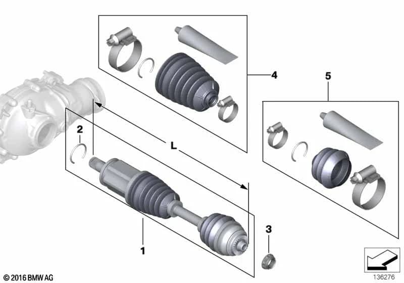 Output shaft, left — 5 5' E61 LCI (2007–2007) — Final drive(frnt axle),output shaft,4whl