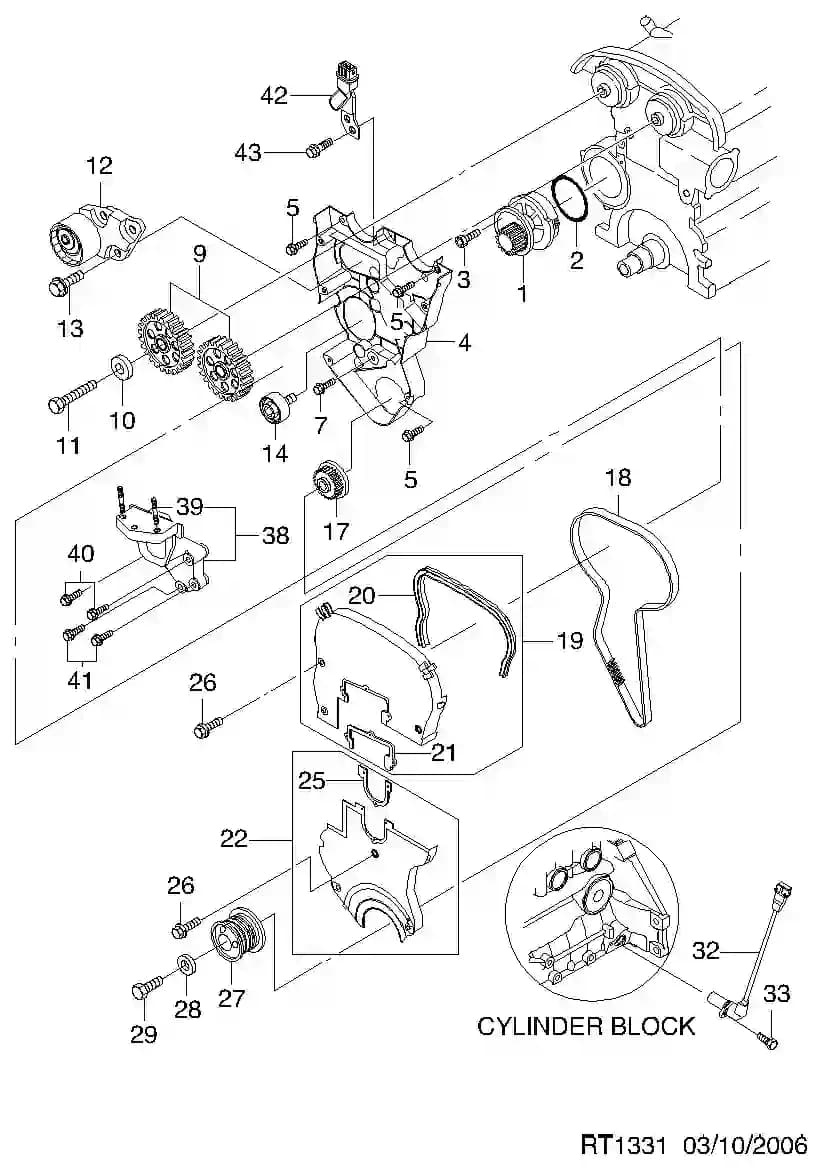 PUMP A-WATER — Kalos Kalos (2002–2008) — TIMING COVER(FAM I DOHC) (1331)