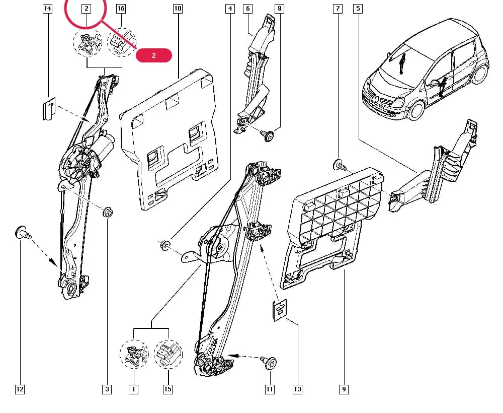 FP0C — Bodywork › 50 Mechanisms / Electric windows