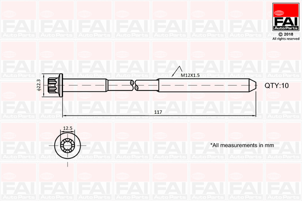 5027049200586 | Bolt Kit, cylinder head FAI AutoParts B1018