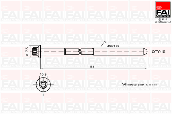 5027049019270 | Bolt Kit, cylinder head FAI AutoParts B701