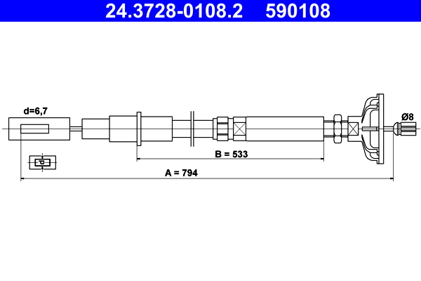 4006633430876 | Cable Pull, clutch control ATE 24.3728-0108.2