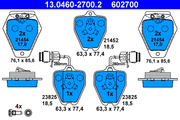 4006633314992 | Brake Pad Set, disc brake ATE 13.0460-2700.2