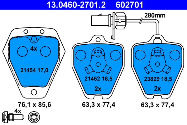 4006633259644 | Brake Pad Set, disc brake ATE 13.0460-2701.2