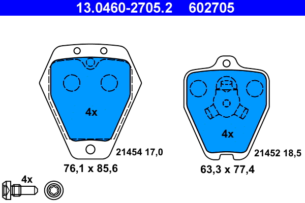 4006633255363 | Brake Pad Set, disc brake ATE 13.0460-2705.2