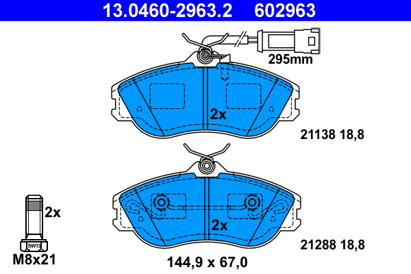 4006633121552 | Brake Pad Set, disc brake ATE 13.0460-2963.2