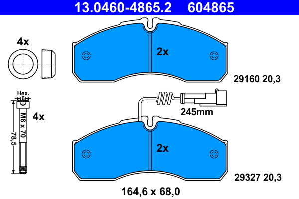 4006633406352 | Brake Pad Set, disc brake ATE 13.0460-4865.2