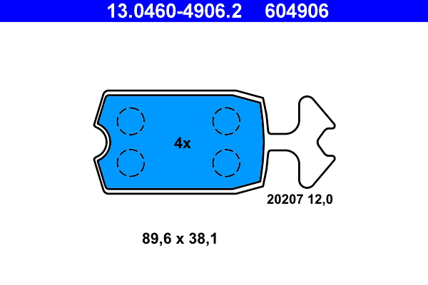 4006633123518 | Brake Pad Set, disc brake ATE 13.0460-4906.2