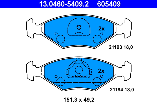 4006633082792 | Brake Pad Set, disc brake ATE 13.0460-5409.2