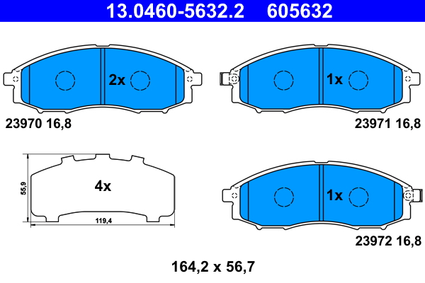 4006633371353 | Brake Pad Set, disc brake ATE 13.0460-5632.2