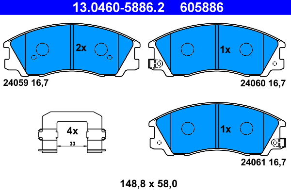 4006633218528 | Brake Pad Set, disc brake ATE 13.0460-5886.2