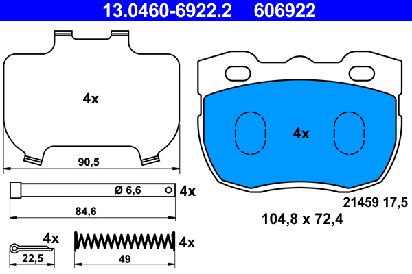 4006633385626 | Brake Pad Set, disc brake ATE 13.0460-6922.2