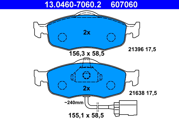 4006633141420 | Brake Pad Set, disc brake ATE 13.0460-7060.2