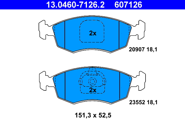 4006633016209 | Brake Pad Set, disc brake ATE 13.0460-7126.2
