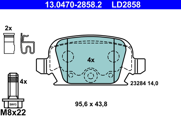 4006633383844 | Brake Pad Set, disc brake ATE 13.0470-2858.2