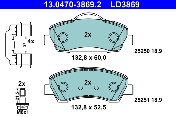 4006633435659 | Brake Pad Set, disc brake ATE 13.0470-3869.2