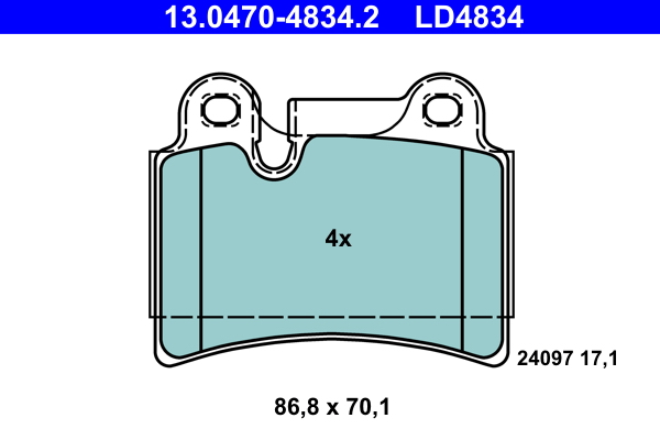 4006633406543 | Brake Pad Set, disc brake ATE 13.0470-4834.2