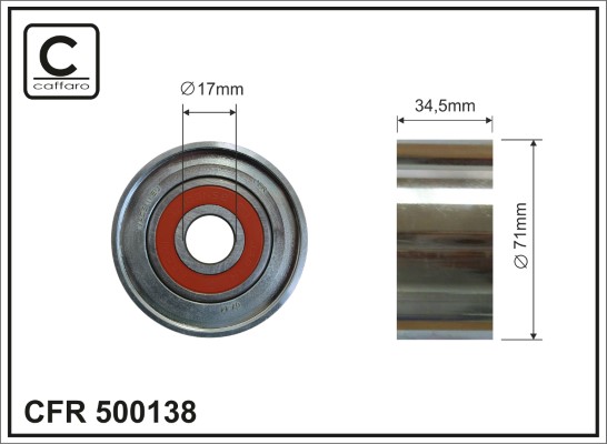 5901958651472 | Deflection/Guide Pulley, V-ribbed belt CAFFARO 500138